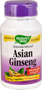 Женьшень natures Way Asian Ginseng Азиатский (корейский) женьшень 60 растительных капсул