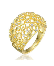 Купить кольца и перстни Rachel Glauber: RA 14k Yellow Gold Plated with Cubic Zirconia Dome-Shaped Textured Nugget Ring