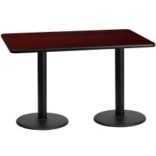 Flash Furniture 30'' X 60'' Rectangular Mahogany Laminate Table Top With 18'' Round Table Height Bases