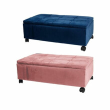 Bench DKD Home Decor Pink Polyester Velvet Navy Blue Poplar (70 x 39,5 x 24,5 cm) (2 Units)