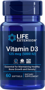 Витамин D Life Extension Vitamin D3 Витамин D3 5000 МЕ 60 капсул