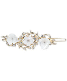 Gold-Tone Pavé & Mother-of-Pearl Flower Hair Barrette