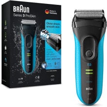 Braun Series 3 ProSkin 3040s electric shaver, with precision trimmer, rechargeable and wireless wet & dry shaver men, black / blue