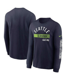Nike men's College Navy Seattle Seahawks Fan Gear Color Bar Long Sleeve T-shirt