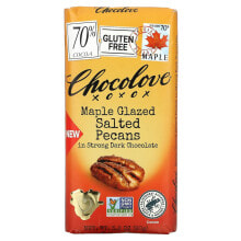Chocolove, Соленый пекан в кленовой глазури в крепком темном шоколаде, 70% какао, 90 г (3,2 унции)