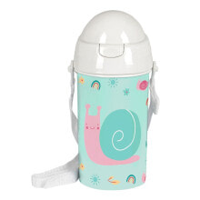 SAFTA 500ml Automatic Opening With Straw Preschool Snail Water Bottle