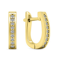Ювелирные серьги beautiful gold-plated earrings with zircons EA679Y