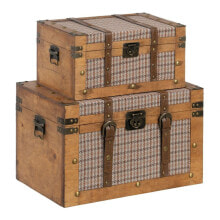 Set of Chests 45 x 30 x 29 cm Synthetic Fabric Wood Frames (2 Pieces)