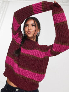 Женские свитеры noisy May textured ribbed knit jumper in purple stripe