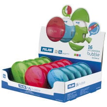 MILAN Display Box 16 Erasers With Pencil Sharpener Bubble