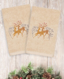 Linum Home christmas Deer 100% Turkish Cotton 2-Pc. Hand Towel Set