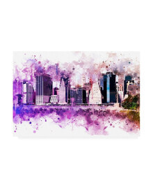 Trademark Global philippe Hugonnard NYC Watercolor Collection - Purple Skyline Canvas Art - 15.5