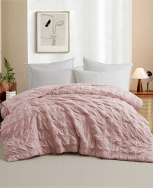 UNIKOME crinkle Textured Down Alternative Comforter, Full/Queen