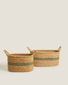 Seagrass basket with stripe