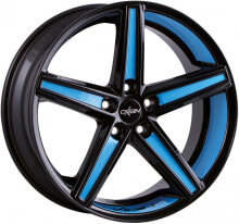 Колесный диск литой Oxigin 18 Concave black foil neon blue 8.5x19 ET40 - LK5/112 ML66.6