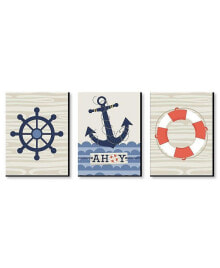 Big Dot of Happiness ahoy - Nautical - Boy Wall Art Decor - 7.5 x 10 inches - Set of 3 Prints