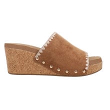 Купить коричневые женские сандалии Corkys: Corkys Stitch N Slide Studded Embroidered Wedge Womens Brown Casual Sandals 41-