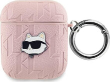 Karl Lagerfeld Karl Lagerfeld KLA2PGCHPP AirPods 1/2 cover różowy/pink Monogram Choupette Head