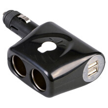 TALAMEX 12V Twin Socket Adapter+2 USB