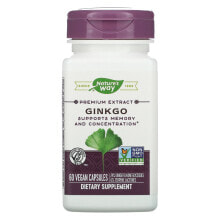 Гинкго Билоба nature's Way, Premium Blend, Ginkgo, 60 Vegan Capsules
