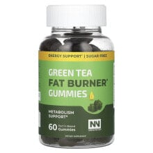 Ноби Нутришн, Жиросжигающие жевательные таблетки с зеленым чаем, 60 жевательных таблеток на основе пектина