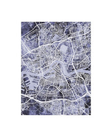 Trademark Global michael Tompsett Rotterdam Netherlands City Map Blue Canvas Art - 15.5