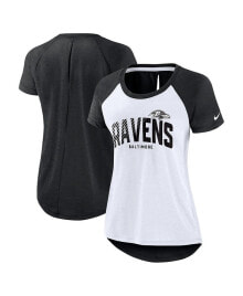 Nike women's White, Heather Scarlet Baltimore Ravens Back Slit Lightweight Fashion T-shirt
