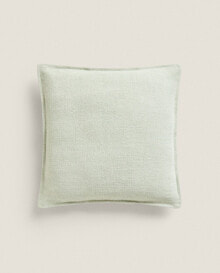 Linen cushion cover with topstitching