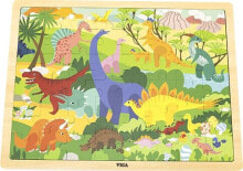 Купить пазлы для детей Viga: Viga Viga 44584 Puzzle na podkładce 48 elementów - poznajemy dinozaury