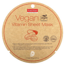 Купить корейские маски для лица Purederm: Vegan Vitamin Sheet Beauty Mask, 1 Sheet Mask, 0.81 oz (23 g)