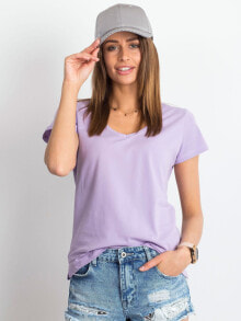 Женские футболки Женская футболка с V-образным вырезом сиреневая Factory Price