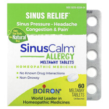 Boiron, SinusCalm Allergy, Sinus Relief, Unflavored, 60 Meltaway Tablets