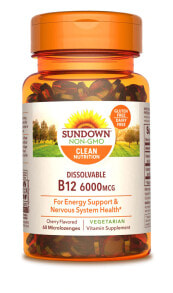 Витамины группы В sundown Naturals Maximum Potency B12 Витамин В12 6000 мкг 60 подъязычных таблеток