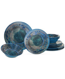 Radiance Teal Melamine 12-Pc. Dinnerware Set