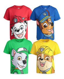 Купить детские футболки и майки для мальчиков Nickelodeon: Toddler Boys Paw Patrol Chase Marshall Rubble Rocky 4 Pack Graphic T-Shirts Toddler to Big Kid