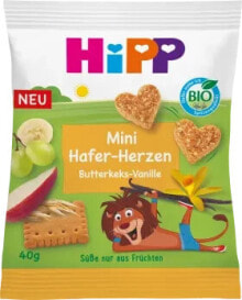 Купить детское питание HiPP: Kindersnack Mini Hafer-Herzen Butterkeks-Vanille, ab 1 Jahr, 40 g