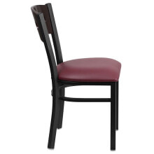 Flash Furniture hercules Series Black 3 Circle Back Metal Restaurant Chair - Walnut Wood Back, Burgundy Vinyl Seat