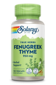 Витамины и БАДы для сердца и сосудов Solaray Fenugreek Thyme Растительный комплекс с пажитником и чабрецом для поддержки дыхательной и пищеварительной систем 950 мг 100 растительных капсул
