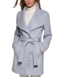 Women's Asymmetrical Belted Wrap Coat, Created for Macy's