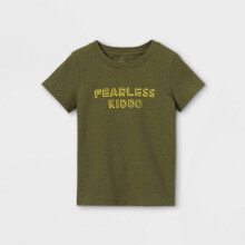 Купить детские футболки для девочек Cat & Jack: Cat & Jack "Fearless Kiddo" Graphic T-Shirt Toddler Boys Size 3T Olive Green