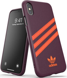 чехол  iPhone X/Xs силиконовый бордовый с логотипом adidas