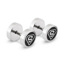 Мужские серьги мужские серьги гвоздики черные Fashion steel earrings Superman KS-136