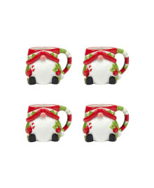 Holiday Magic Gnomes 4 Piece 3D Mug Set