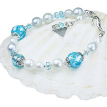 Женские браслеты элегантный браслет Blue Lace с жемчугом Lampglas и чистым серебром BP4