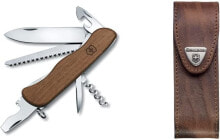 Knives and multitools for tourism victorinox Wooden Pocket Knife Forester Wood (10 Functions, Walnut Shells, Woodsaw)