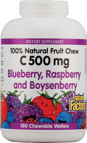 Витамин C natural Factors 100% Natural Fruit Chew Жевательный витамин С 500 мг с натуральным фруктовым вкусом 180 жевательных пластинок