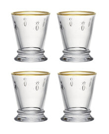 Купить посуда и приборы для сервировки стола La Roch&egrave;re: Gold Rimmed Napoleon Bee 10 oz. Tumbler, Set of 4