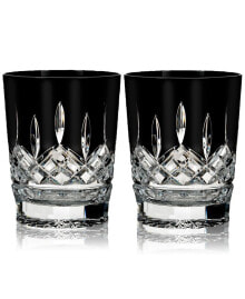 Lismore Black Double Old Fashioned Glass Pair