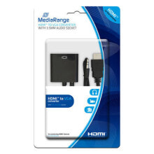Компьютерные разъемы и переходники MediaRange MRCS167 видео кабель адаптер HDMI VGA (D-Sub) + 3,5 мм Черный