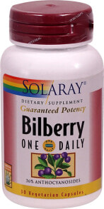 Витамины и БАДы для глаз Solaray Bilberry --  Пищевая добавка  с  черникой  для улучшения зрения- 30 Вегетарианских Капсул